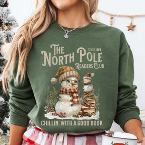 North Pole Book Club Snowman Sweatshirt