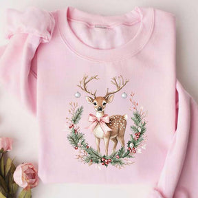 Pink Reindeer Women Sweatshirt