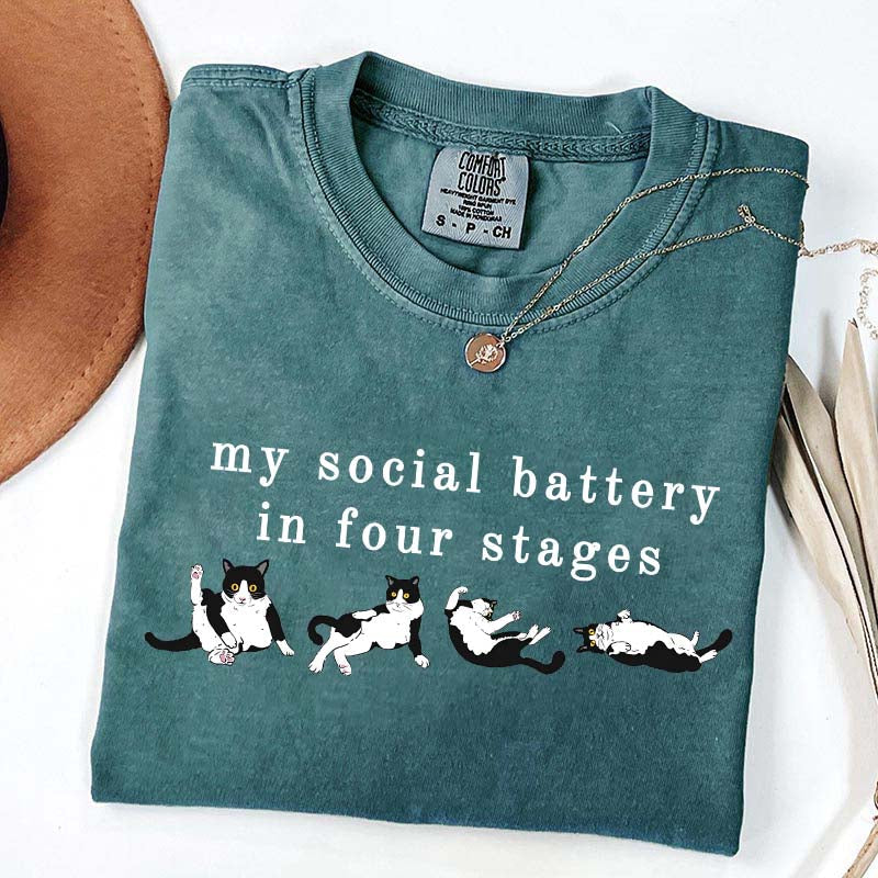 My Social Battery In Four Stages Cats T-Shirt