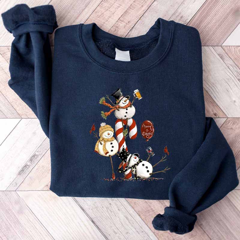 Tipsy Snowman  Winter Holiday Season Sweatshirt