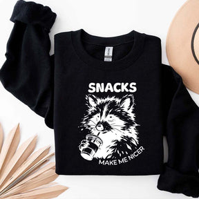 Funny Raccoon Snacks Make Me Nicer Sweatshirt