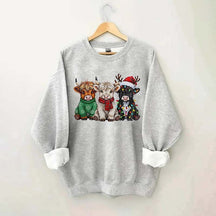 Rustic Highland Cows Christmas Sweatshirt