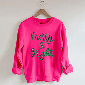 Sparkly Glitter Merry And Bright Sweatshirt