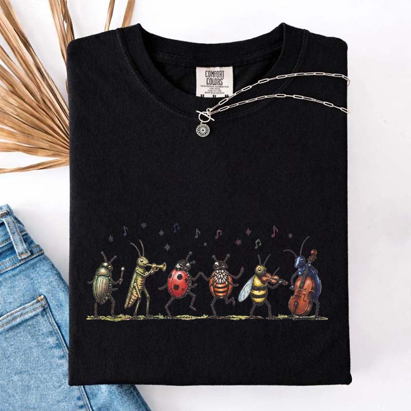 Vintage Insect Music Graphic T-Shirt