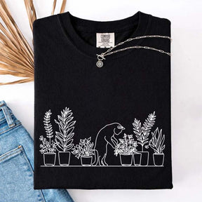 Cats and Plants Line T-Shirt