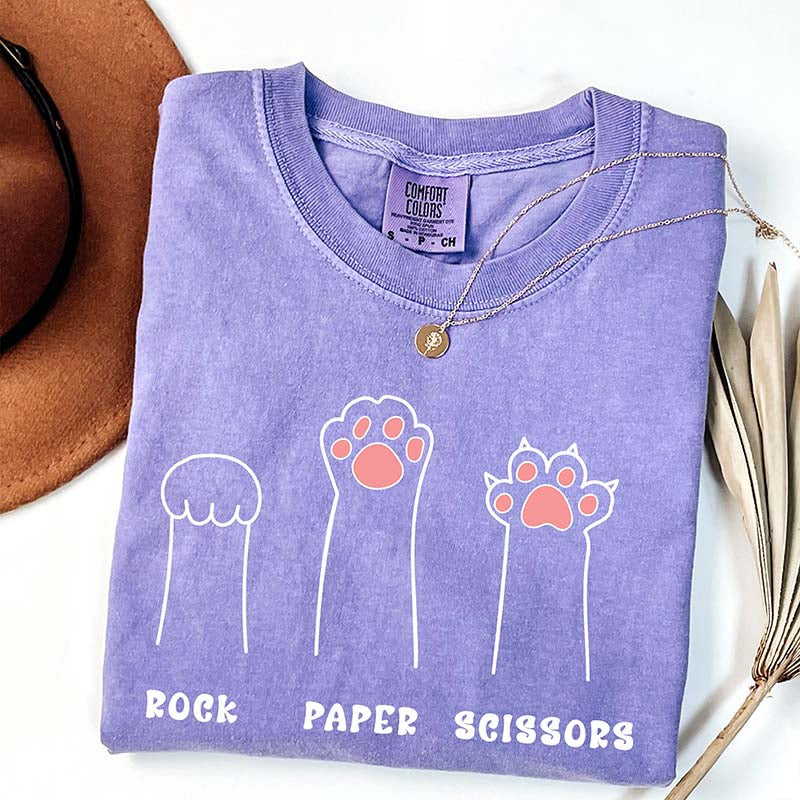Funny Cat Paw Rock Paper Scissors T-Shirt