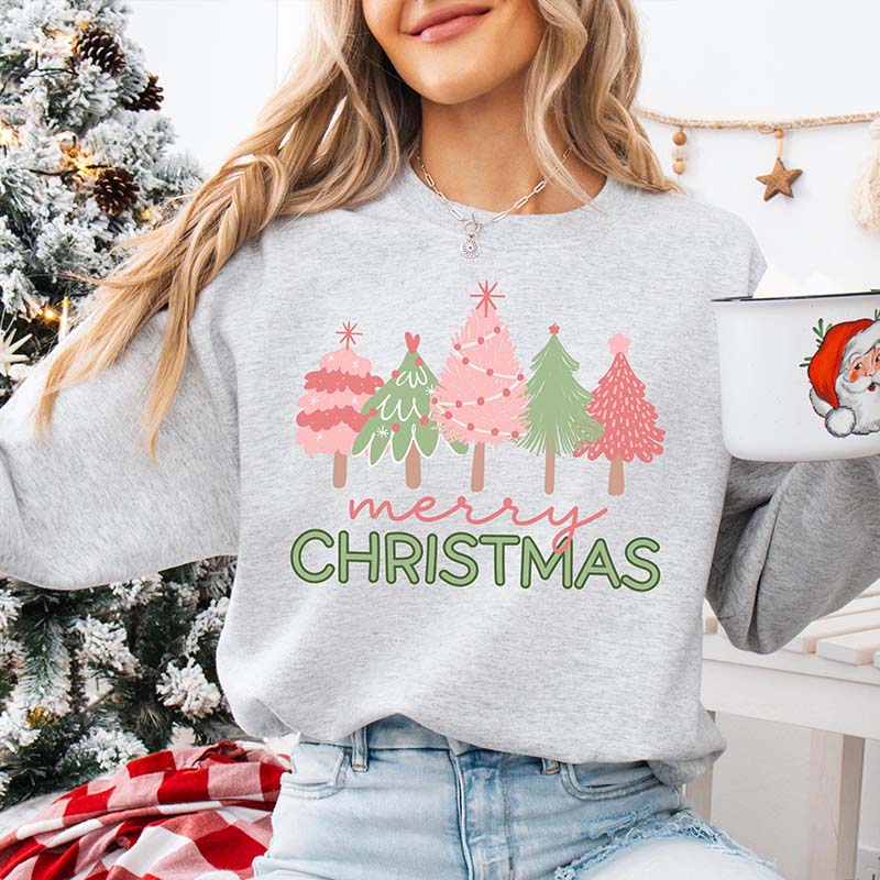 Cute Pink Tree Christmas Sweatshirt