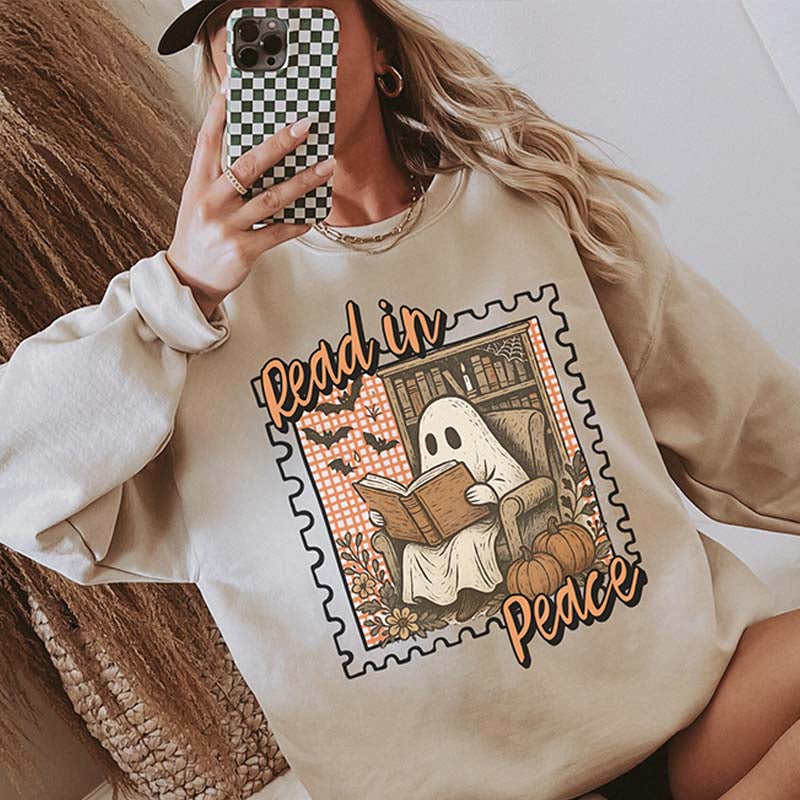 Bookish Halloween Haunted Library Ghost Sweatshirt