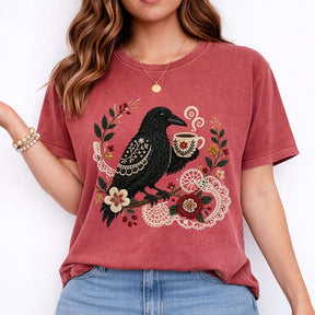 Boho Bird Crow Coffee Lover T-Shirt