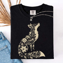 Retro Floral Fox Woodland Animal T-Shirt