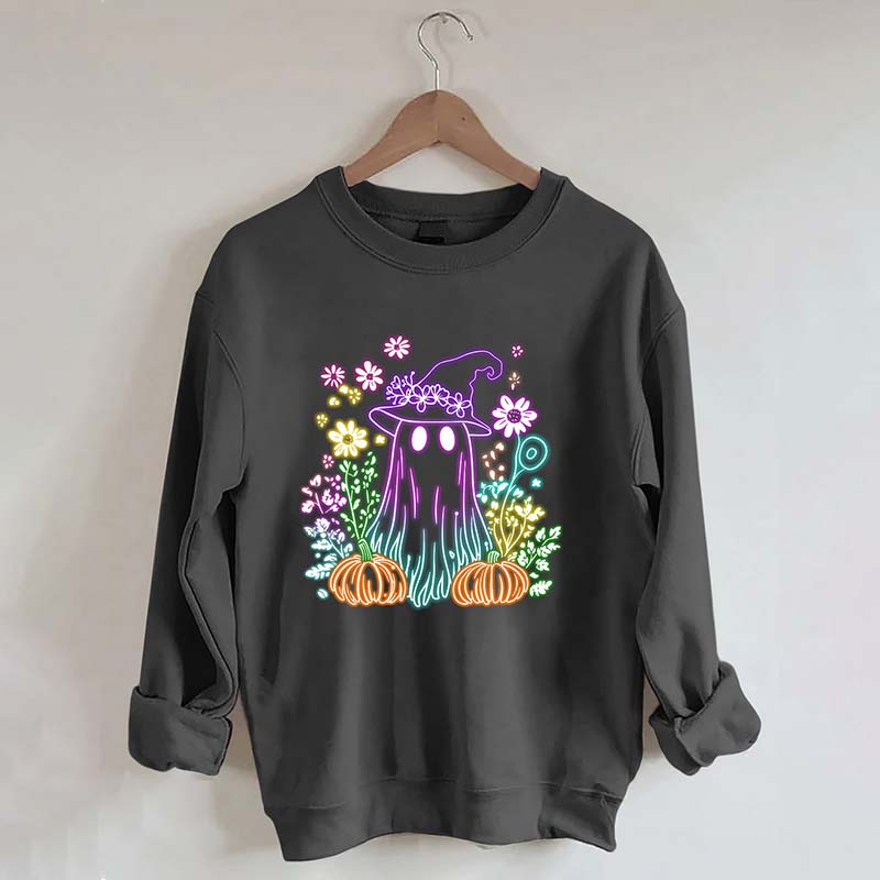 Halloween Ghost Neon Flowers Sweatshirt