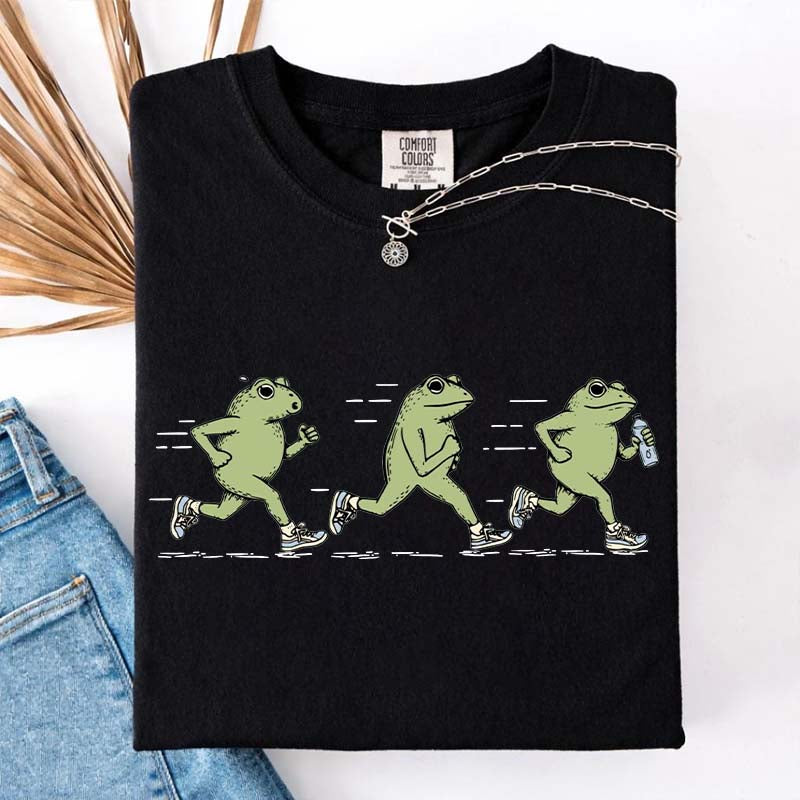 Funny Jogging Frogs Comfort Colors Runner T-Shirt