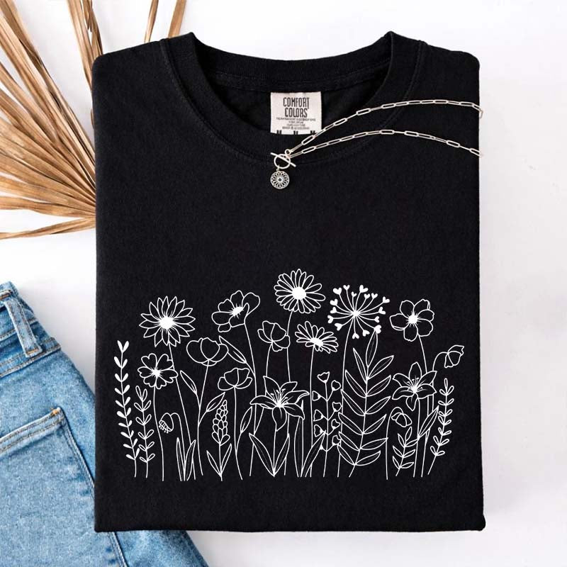 Wild Flower Minimalist Floral T-Shirt