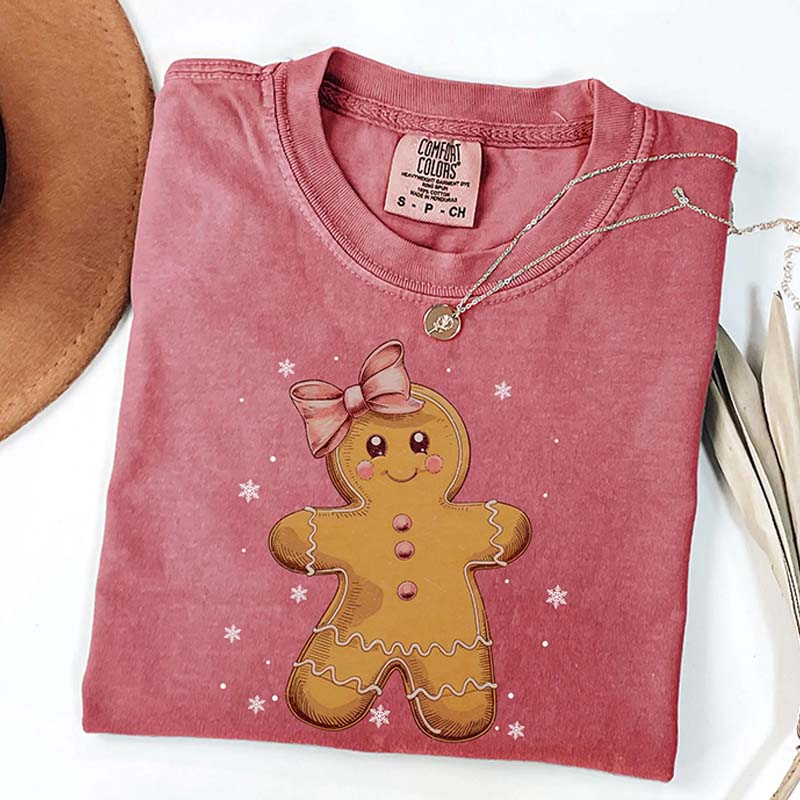 Christmas Gingerbread Bow Woman T-Shirt