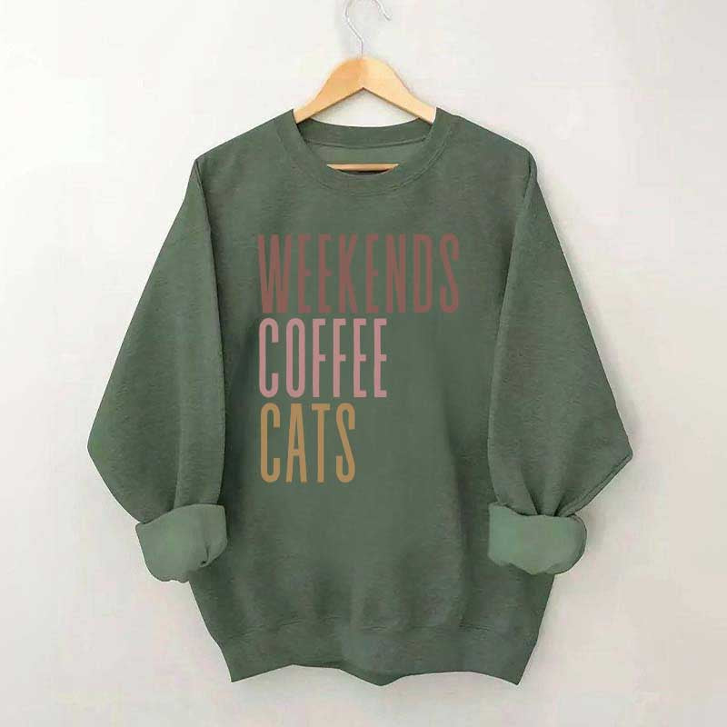 Weekends Coffee Cats Sweatshirt