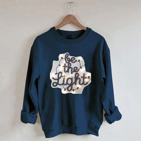 Be the Light Felt Embroidery Christmas Lights Sweatshirt