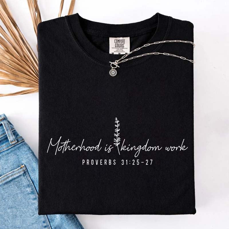 Motherhood is Kingdom Work Floral Religious T-Shirt
