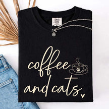 Minimalist Coffee and Cats T-Shirt