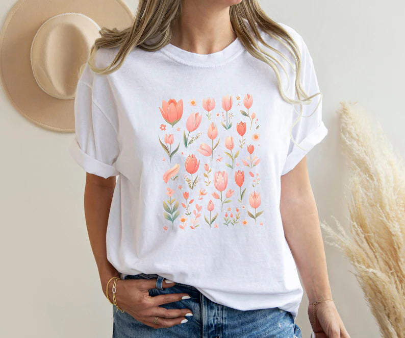 Pastel Watercolor Tulips Botanical Floral Sweat