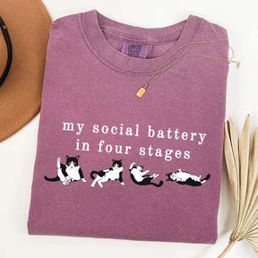 My Social Battery In Four Stages Cats T-Shirt