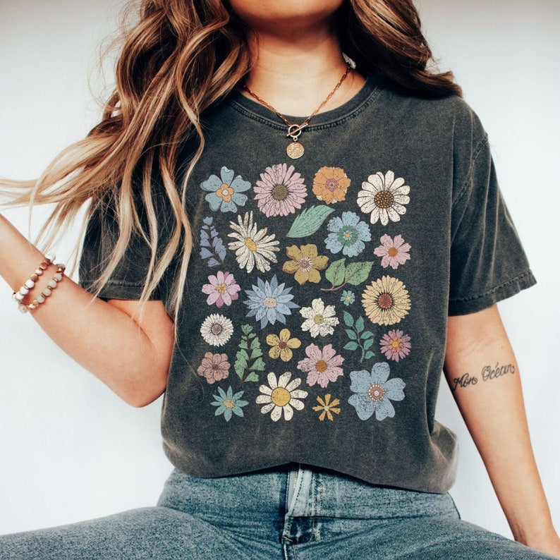 Groovy Floral Tshirt Boho Wildflowers Shirt