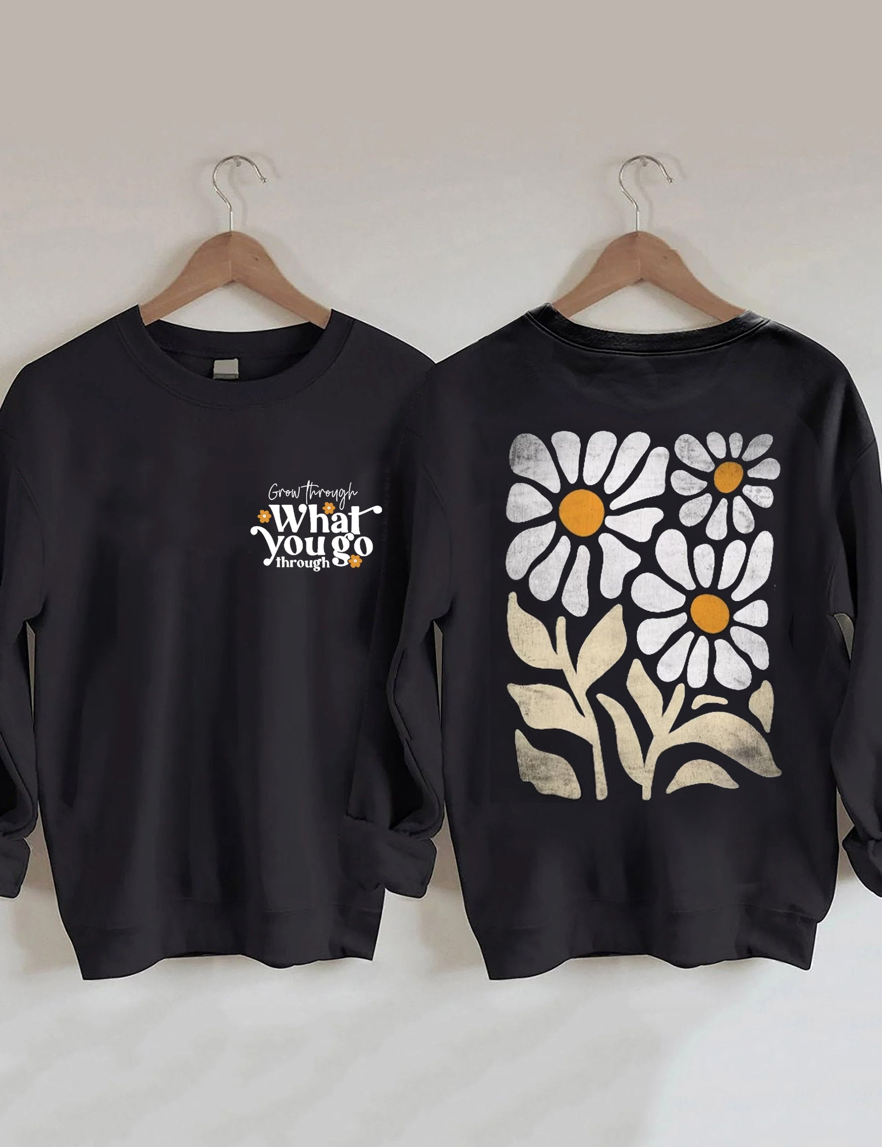 Boho Flower Sweatshirt Unisex Wildflower Print Sweatshirt