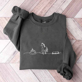 Cute Horse Coffee Book Sweatshirt