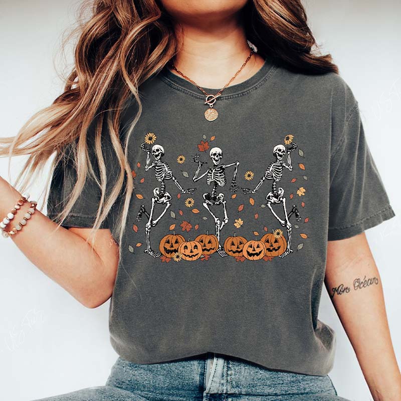 Dancing Skeleton Pumpkin Party T-Shirt