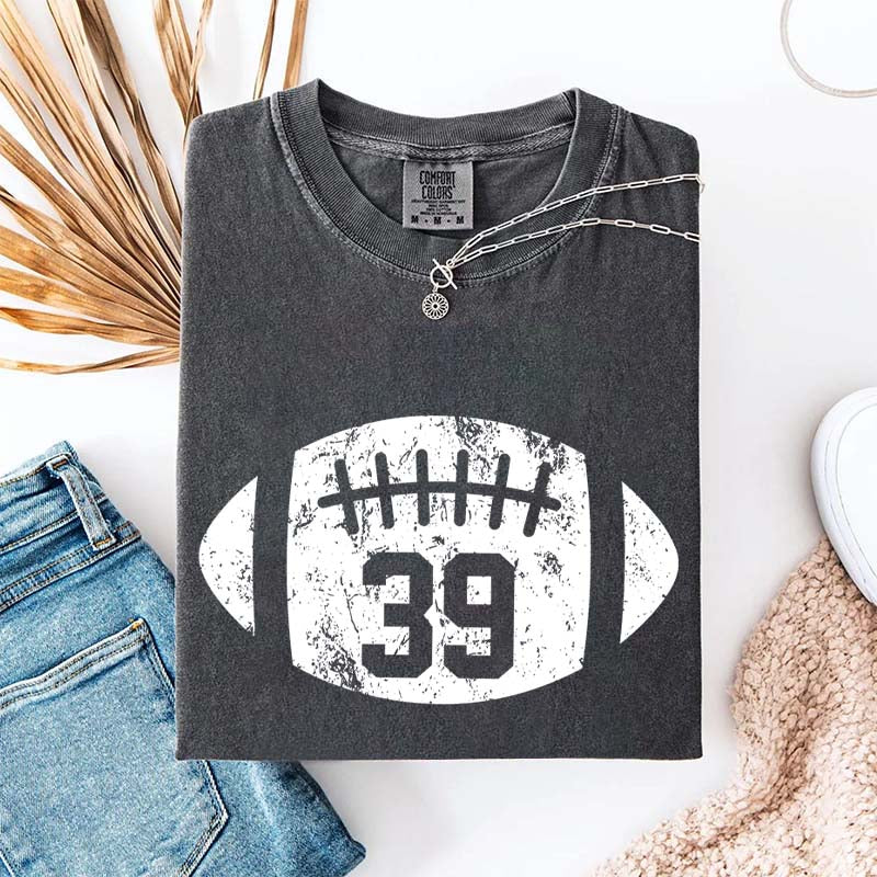 Custom Comfort Colors Football Kids Jersey Number T-Shirt
