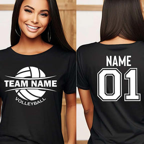 Custom Volleyball Sports Team Text and Number T-Shirt