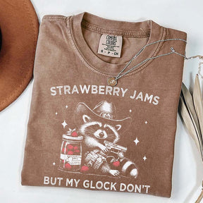 Strawberry Jams But My Glock Don't Raccoon T-Shirt