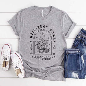 A Well Read Woman Is A Dangerous Creature Floral T-Shirt