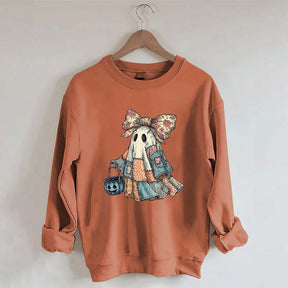 Retro Halloween Blue Denim Ghost Sweatshirt