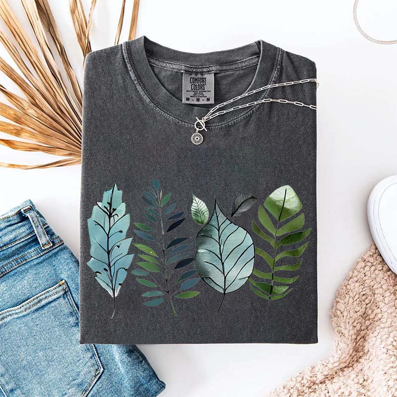 Teal and Green Leaves T-Shirt