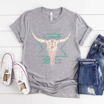 Boho Cow Skull Cowgirl T-Shirt