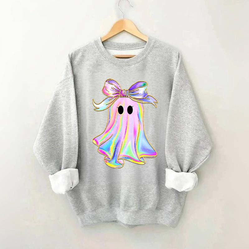 Sparkly Bow Rainbow Ghost Sweatshirt