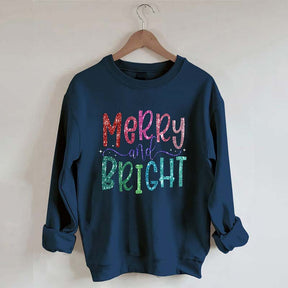 Merry And Bright Christmas Printed Sweatshirt