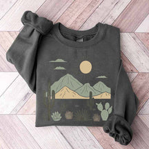 Western Desert Cactus Mountain Sweatshirt