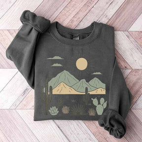 Western Desert Cactus Mountain Sweatshirt