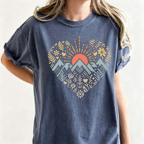 Love Hiking Mountain Heart T-Shirt