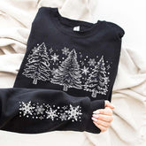 Christmas Snow Trees With Sleeve Sweatshirt