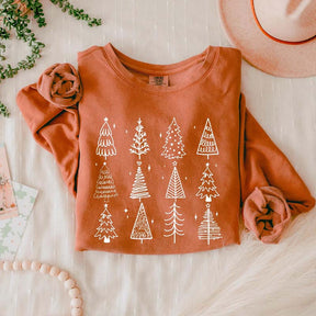 Comfort Color Christmas Trees Holiday Sweatshirt