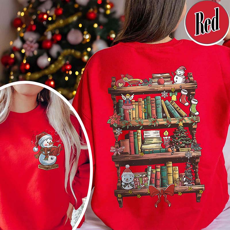 Funny Librarian Snowman Read Book Sweatshirt