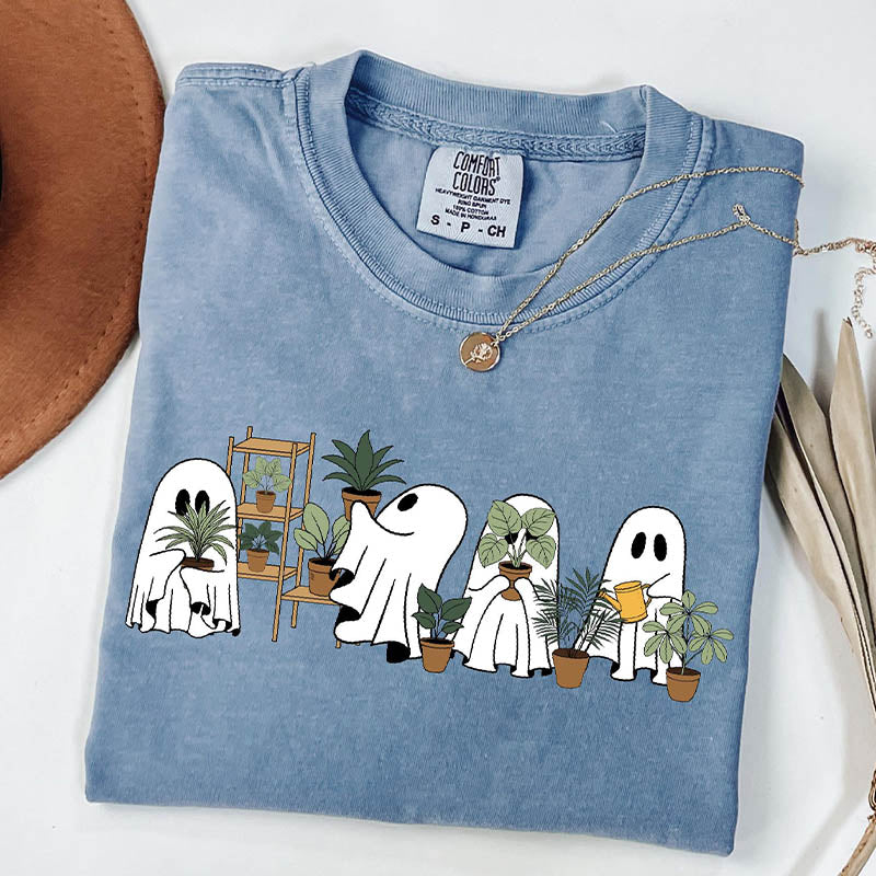 Women Ghost Plant Mom Halloween T-Shirt