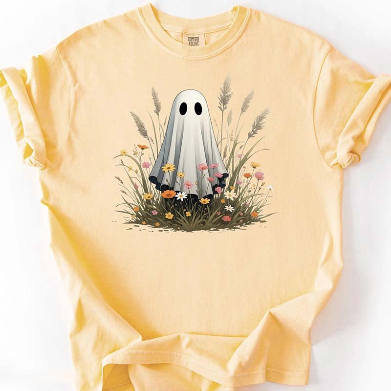 Comfort Colors Cute Ghost in Wildflowers T-Shirt