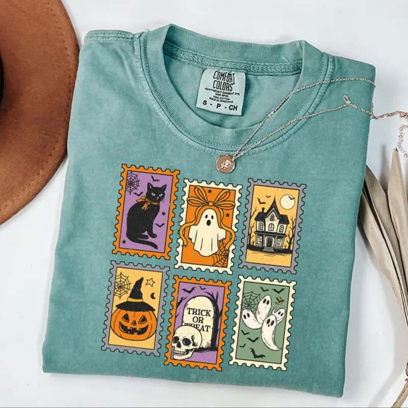 Cute Halloween Ghost Pumpkin Cat T-Shirt