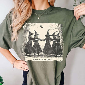 Vintage Girls Will Be Girls Halloween Women T-Shirt