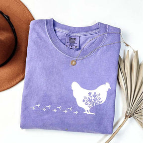 Floral Chicken Farm Animal T-Shirt