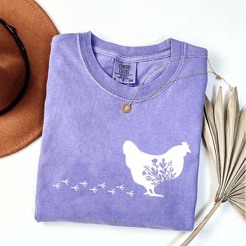 Floral Chicken Farm Animal T-Shirt