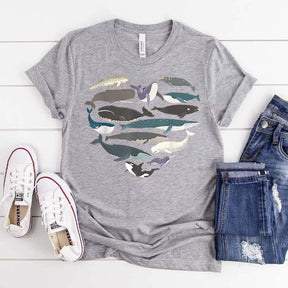 Whale Heart Graphic Ocean Lover T-Shirt